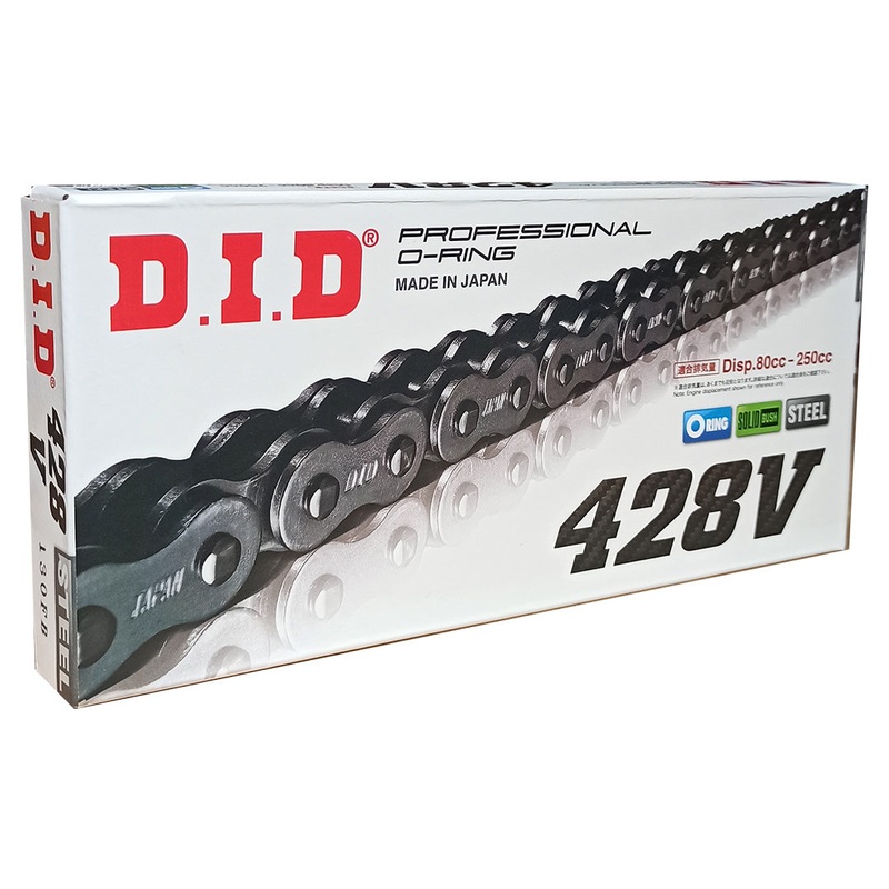 DID 428V – O-Ring Chain 428V x 110FB O’Ring chain w/ FJ clip link DID