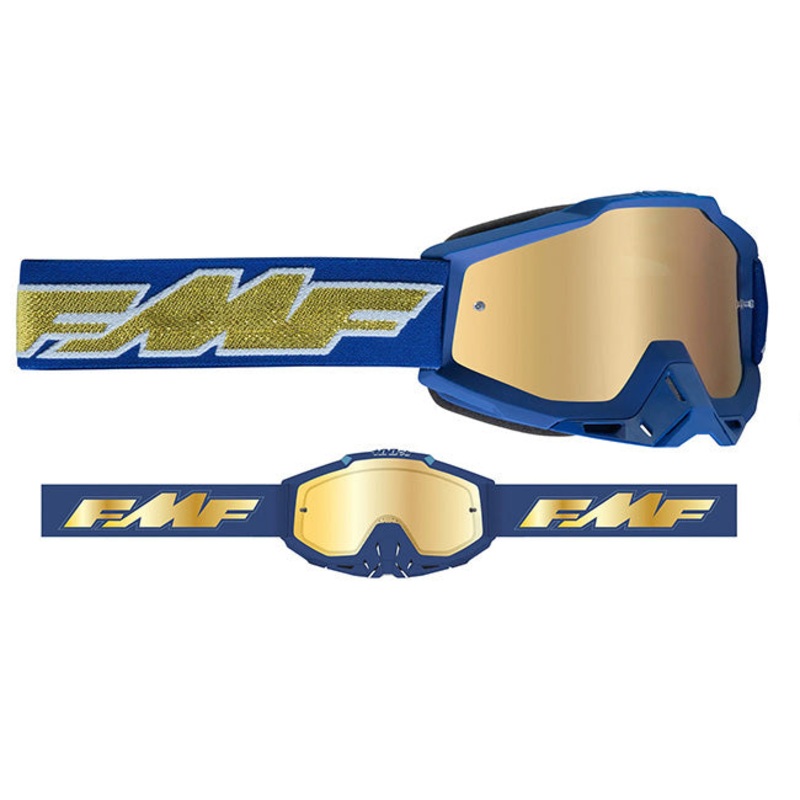 FMF POWERBOMB Goggles – Mirror Lens FMF POWERBOMB Goggle Rocket DeepNavy/Gold-Mirror Gold Lens