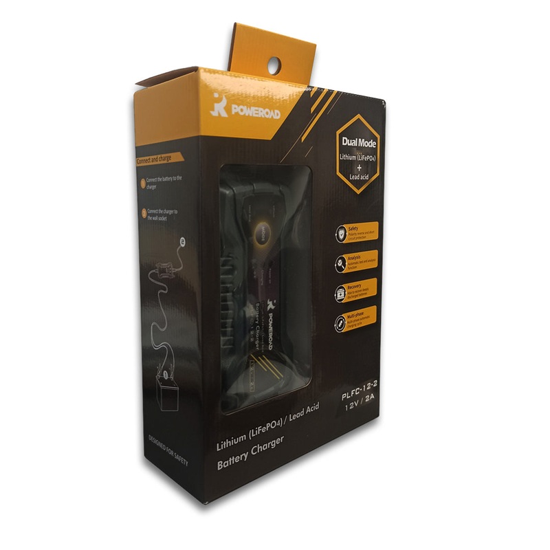 POWEROAD Charger/Maintainer (Lithium/Lead Acid) Battery Charger 12V/2A Lithium/Lead Acid batteries Poweroad