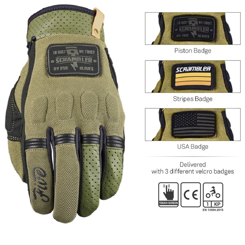 FIVE Scrambler Gloves 08/S Scrambler Black/Tan Gloves Five