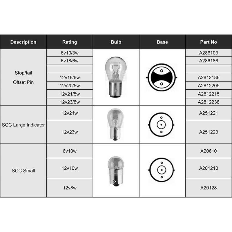 Indicator and Stop Light Bulbs O/S stop/tail 6v 18/6w bulbs K2814
