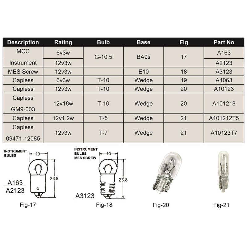 Instrument Bulbs Capless 12v 3w bulbs K158 T10 10mm Wedge Type Kelly