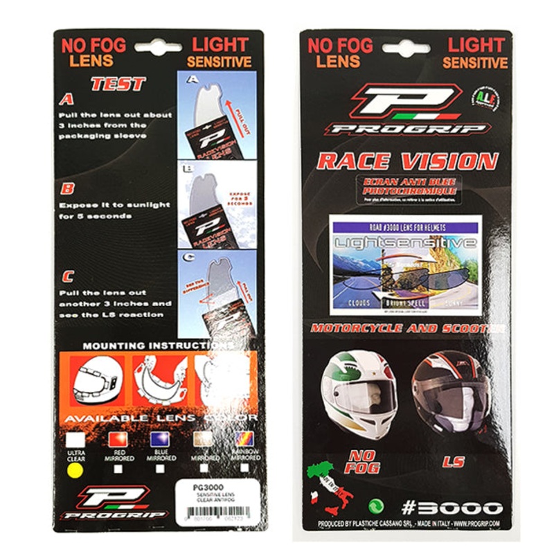 PROGRIP Light Sensitive Race Vision Len Lens Clear light sensitive for helmet visor ProGrip