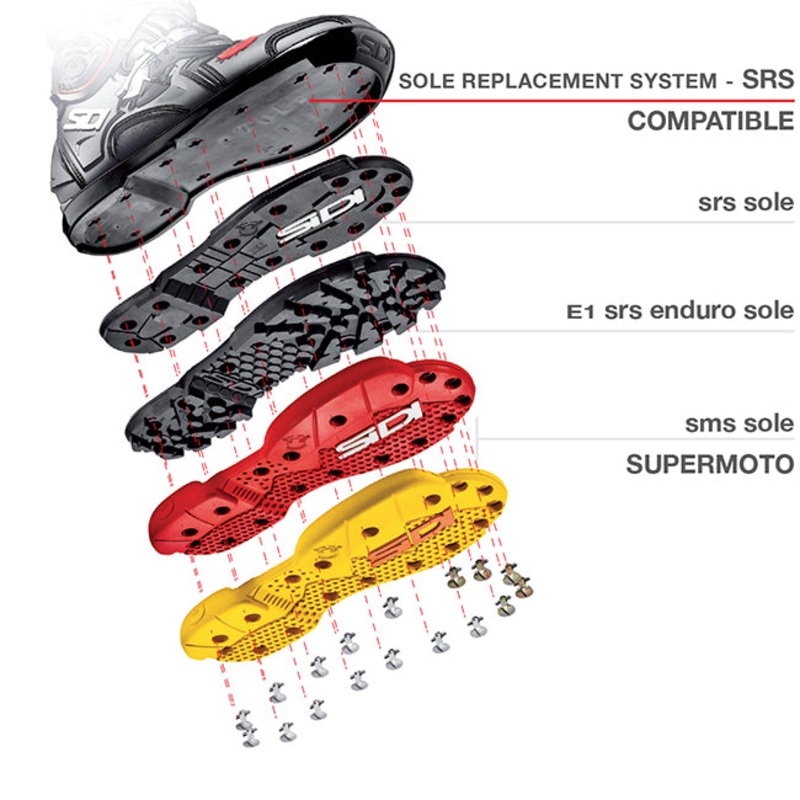 SIDI Crossfire II SRS Soles & Screws SRS replacement MX sole 40-41-42 Sidi boots ref19