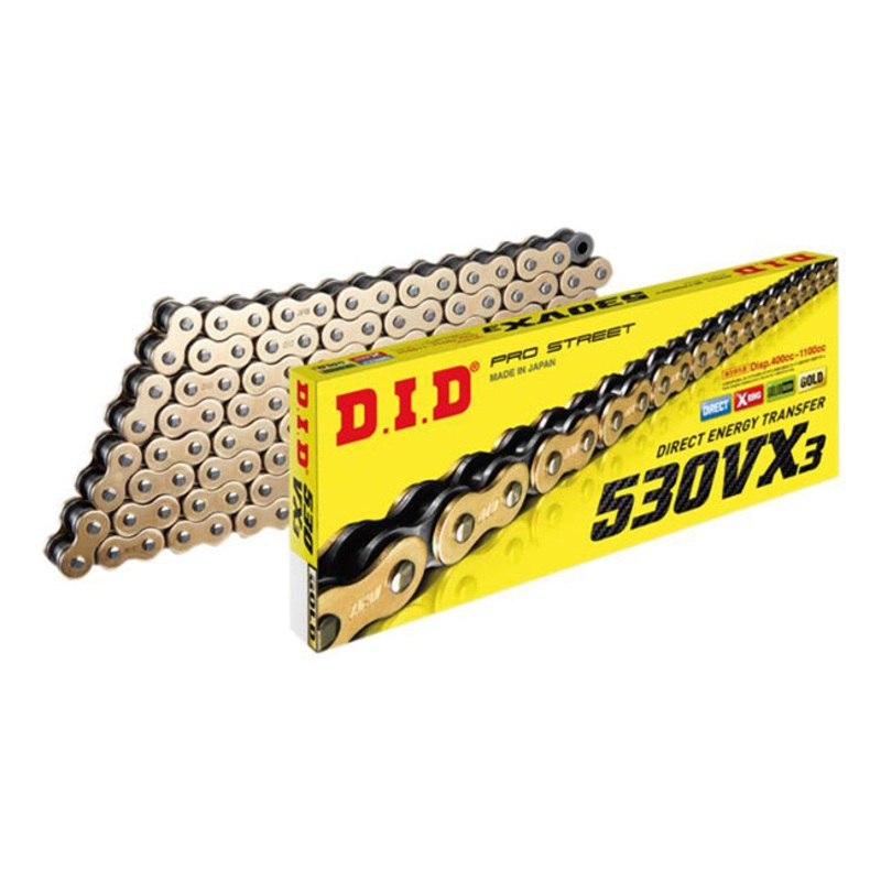 530VX3 x 108ZB G&B X’Ring solid bush chain w/ ZJ rivet link DID (530VX3108G)