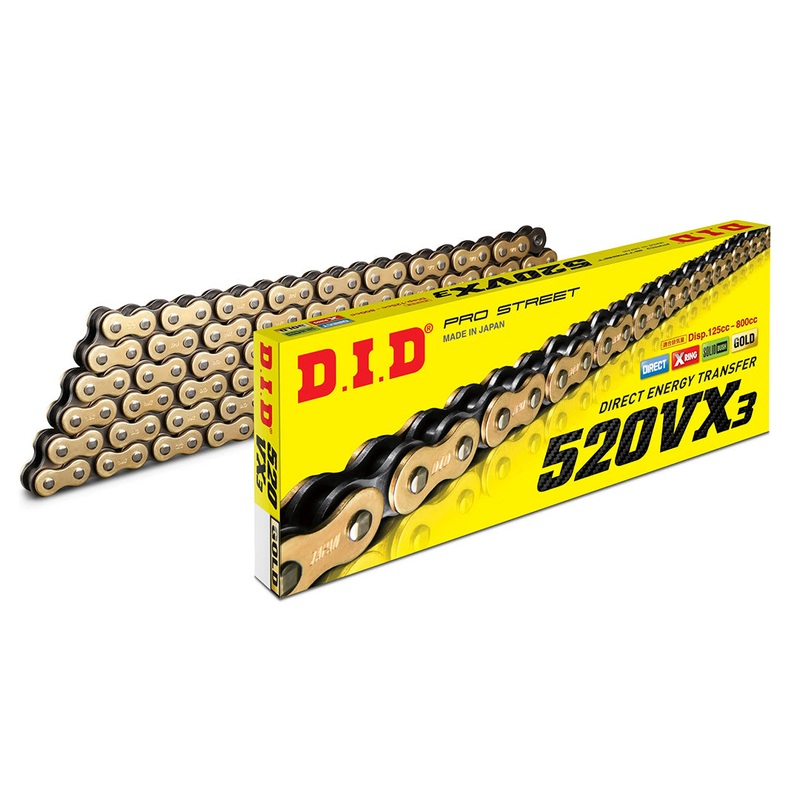 520VX3 x 116FB G&B X’Ring solid bush chain w/clip link DID (520VX3116G)