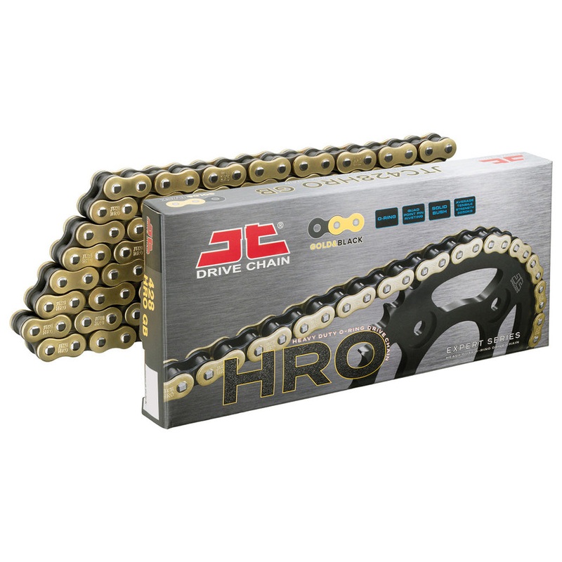 JT 428HRO O-Ring Chains 428HRO x 110 Gold/Black O’Ring chain w/ clip link JT