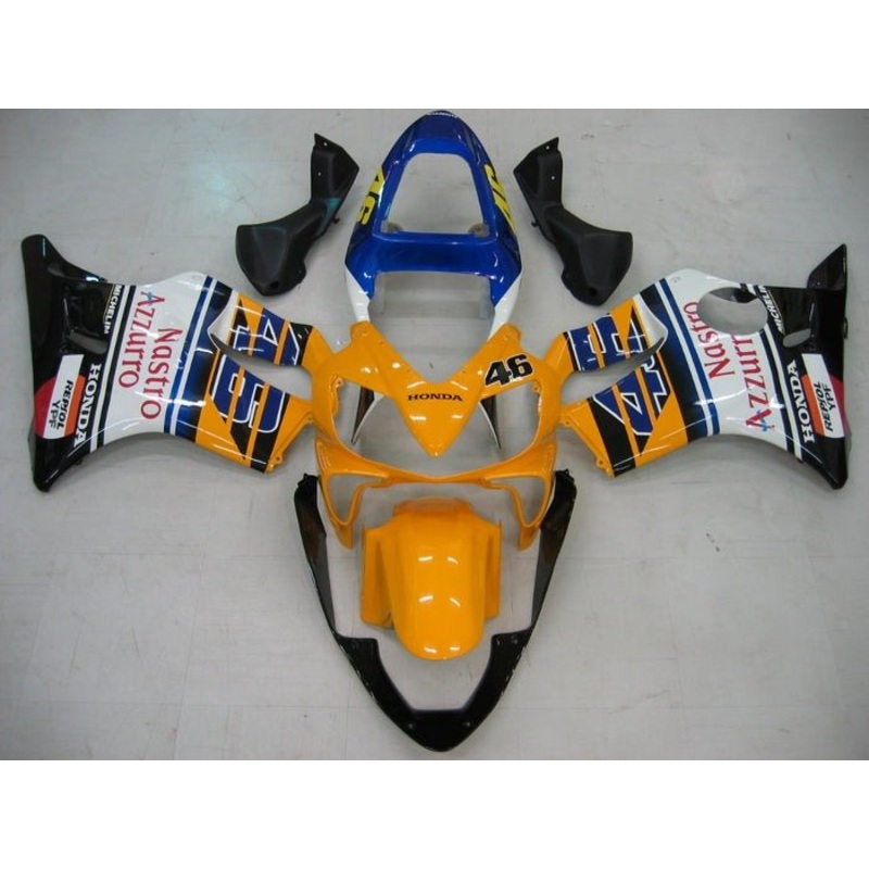 Honda CBR600F4i (2001-2003) Dark Yellow, Nastro Azzurro Fairings Clear Windscreen: Free No Bolt Kit No Tank