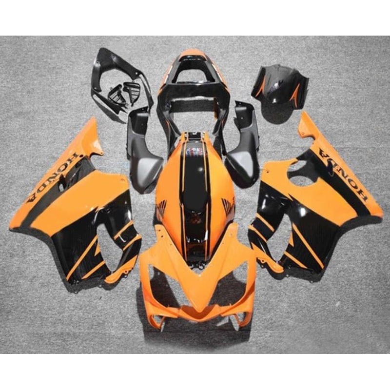 Honda CBR600F4i (2001-2003) Orange, Black Stripe Fairings Clear Windscreen: Free No Bolt Kit No Tank