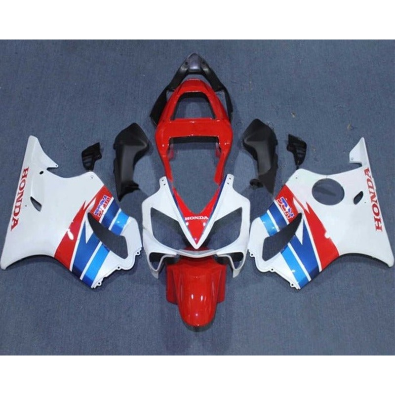 Honda CBR600F4i (2001-2003) White, Red, Double Blue Fairings Clear Windscreen: Free No Bolt Kit No Tank