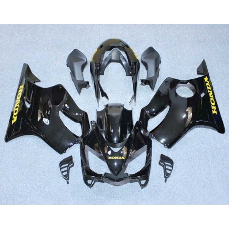Honda CBR600F4i (2004-2007) Black, Gold Fairings Clear Windscreen: Free No Bolt Kit No Tank
