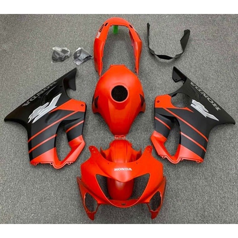 Honda CBR600F4i (2004-2007) Matte Red, Black Fairings Clear Windscreen: Free No Bolt Kit No Tank