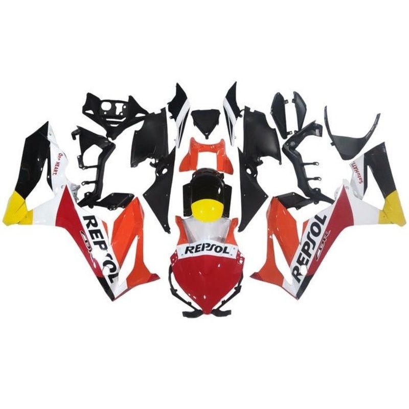 Honda CBR650R Fairings (2021-2023) White, Red, Orange Repsol No Tank No Bolt Kit Free Clear Windscreen