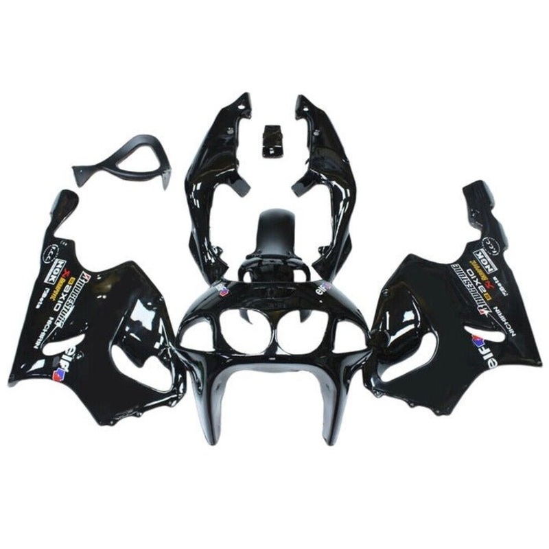 Kawasaki ZX-7R Fairings (1996-2002) Black, Elf Clear Windscreen: Free No Bolt Kit