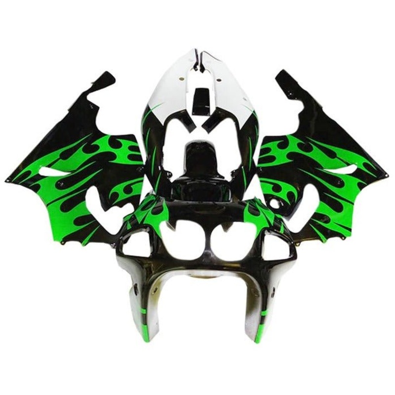Kawasaki ZX-7R Fairings (1996-2002) Black, Green, White, Tribal Clear Windscreen: Free No Bolt Kit