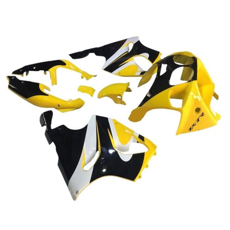 Kawasaki ZX-7R Fairings (1996-2002) Yellow, Black, White Clear Windscreen: Free No Bolt Kit