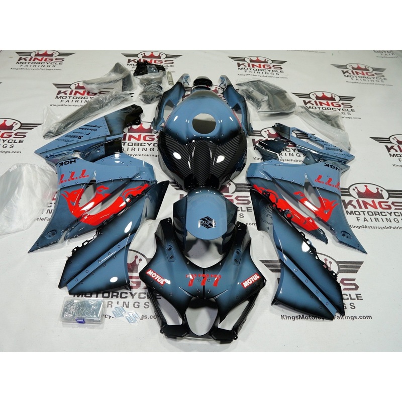 Suzuki GSXR1000 (2017-2025) Blue, Red, Faux Carbon Fiber Fairings No Tank No Seat Cowl No Bolt Kit