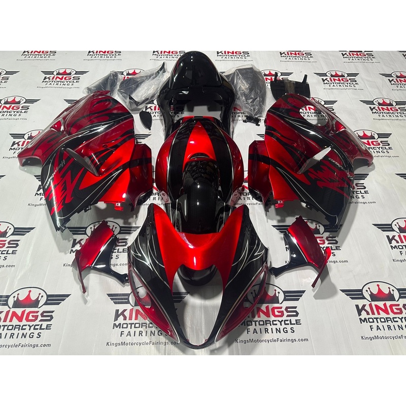 Suzuki Hayabusa (1999-2007) Red, Black, Chrome Tribal Flame Fairings No Seat Cowl No Bolt Kit No Tank