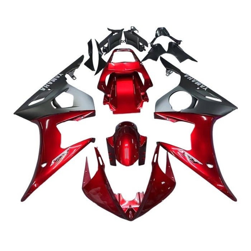 Yamaha YZF-R6 (2003-2004) Dark Red, Matte Black Fairings Clear Windscreen: Free No Seat Cowl No Bolt Kit