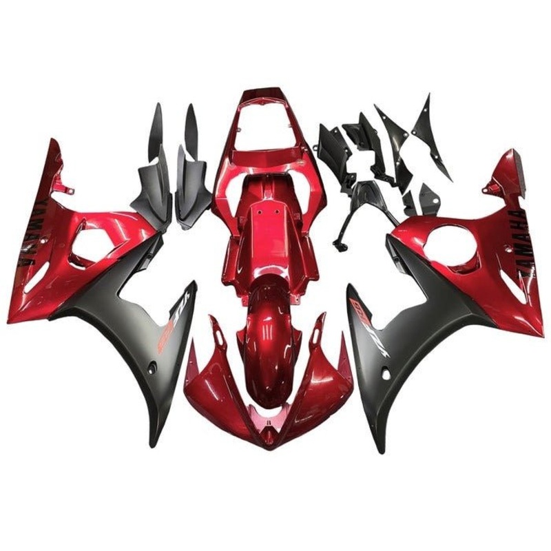Yamaha YZF-R6 (2003-2004) Dark Red, Matte Black, White Fairings Clear Windscreen: Free No Seat Cowl No Bolt Kit