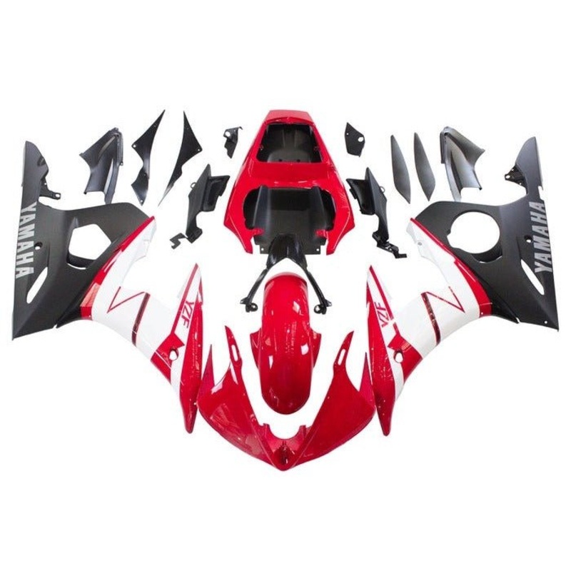 Yamaha YZF-R6 (2003-2004) Red, White, Matte Black, Gray Fairings Clear Windscreen: Free No Seat Cowl No Bolt Kit