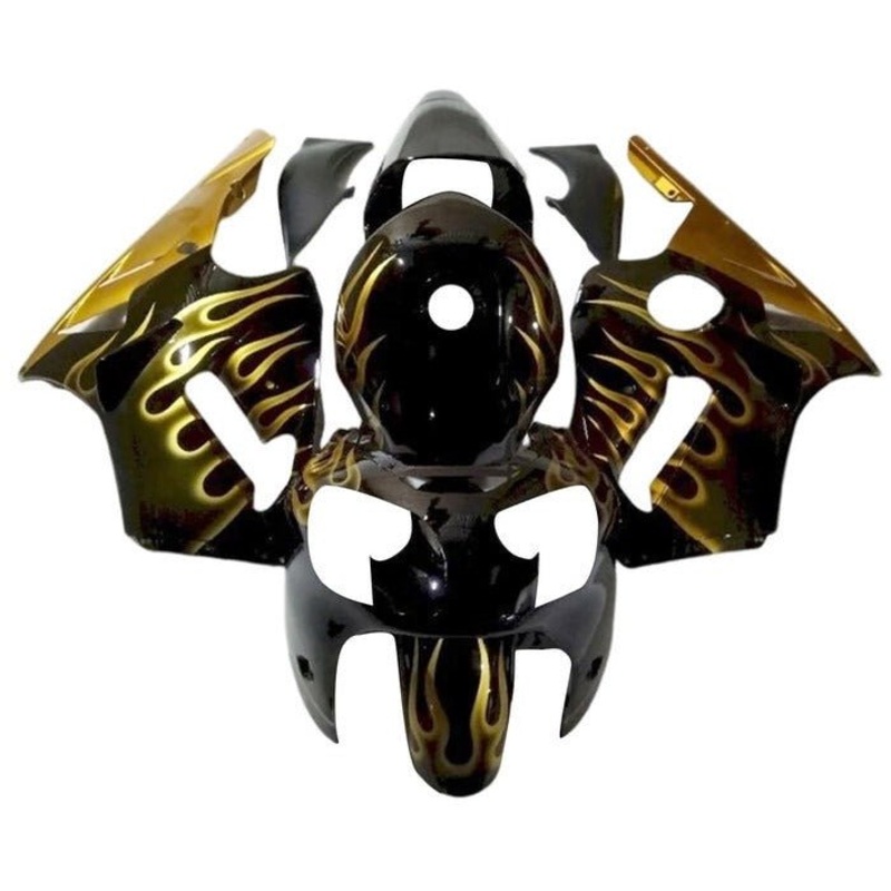 Fairing kit for a Kawasaki Ninja ZX12R (2000-2001) Black, Gold Flames No Seat Cowl No Bolt Kit No Tank