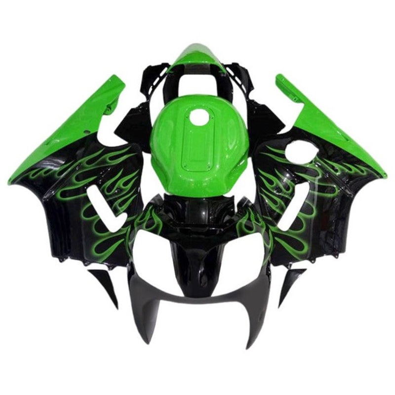 Fairing kit for a Kawasaki Ninja ZX12R (2000-2001) Black, Green Flames No Seat Cowl No Bolt Kit No Tank