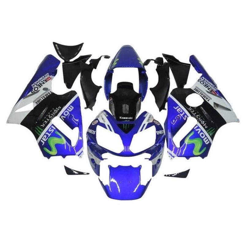 Fairing kit for a Kawasaki Ninja ZX12R (2000-2001) Blue, White, Black, Movistar No Seat Cowl No Bolt Kit No Tank