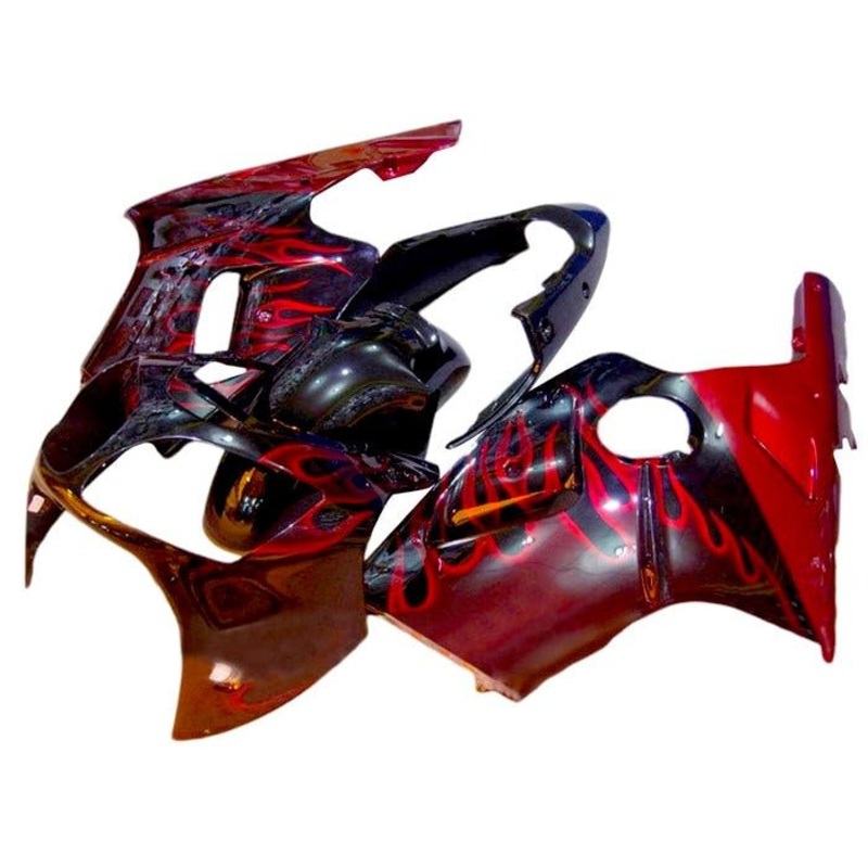 Fairing kit for a Kawasaki Ninja ZX12R (2000-2001) Dark Red, Black, Flames No Seat Cowl No Bolt Kit No Tank