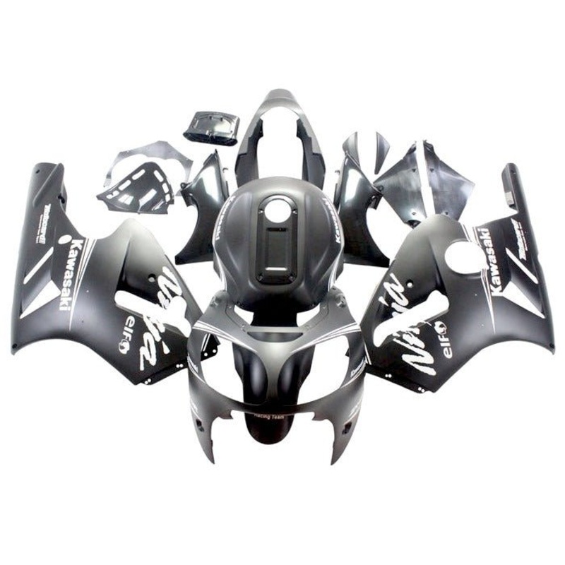Fairing kit for a Kawasaki Ninja ZX12R (2000-2001) Matte Black, White No Seat Cowl No Bolt Kit No Tank