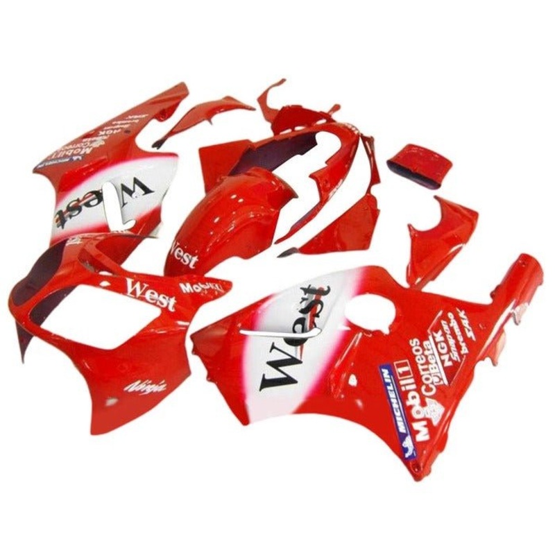 Fairing kit for a Kawasaki Ninja ZX12R (2000-2001) Red, White, West No Seat Cowl No Bolt Kit No Tank
