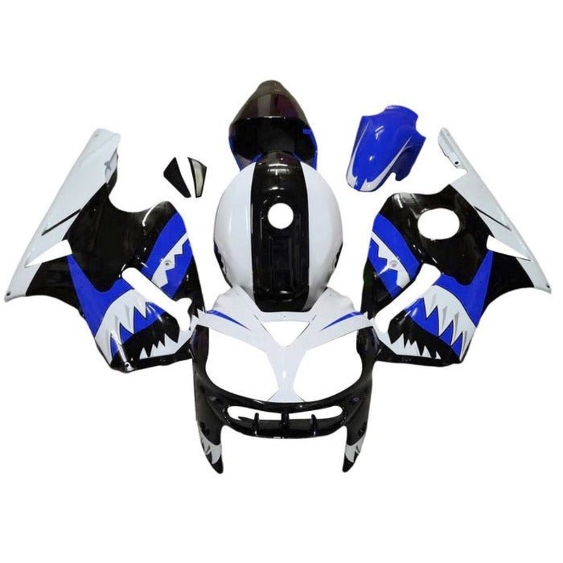 Fairing kit for a Kawasaki Ninja ZX12R (2000-2001) White, Black, Blue, Teeth No Seat Cowl No Bolt Kit No Tank