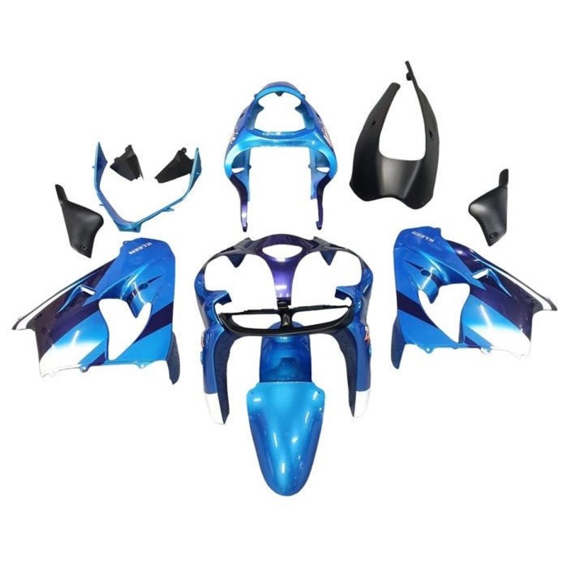 Fairing Kit for a Kawasaki ZX-9R (2000-2001) Blue, Dark Blue, White CLEAR WINDSCREEN: FREE NO SEAT COWL NO BOLT KIT