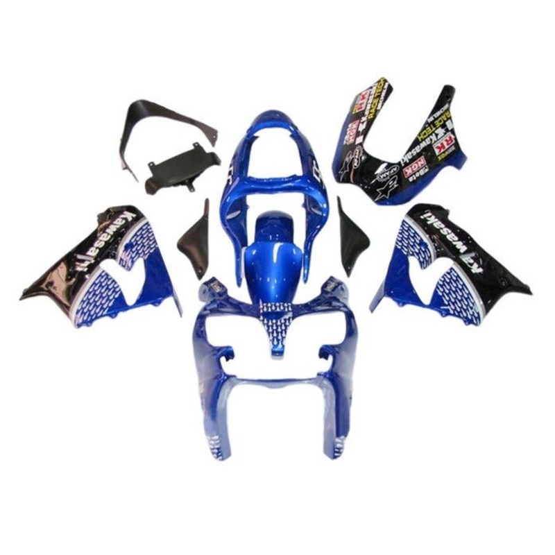 Fairing Kit for a Kawasaki ZX-9R (2000-2001) Blue, White, Black CLEAR WINDSCREEN: FREE NO SEAT COWL NO BOLT KIT
