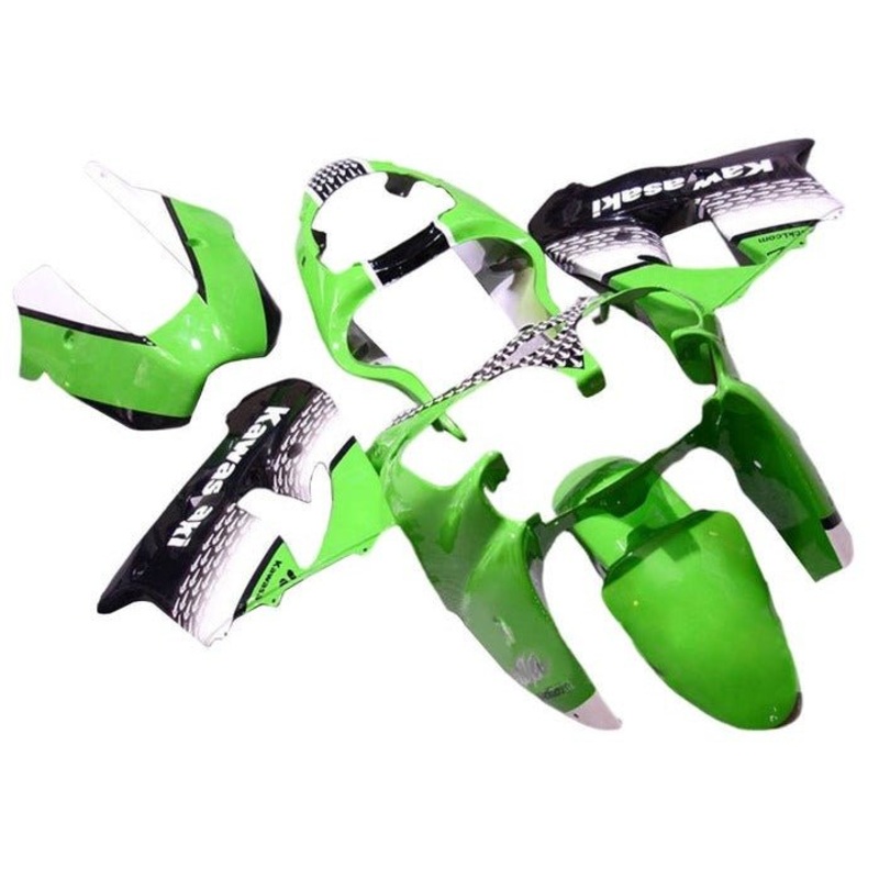 Fairing Kit for a Kawasaki ZX-9R (2000-2001) Green, Black, White Arrows CLEAR WINDSCREEN: FREE NO SEAT COWL NO BOLT KIT