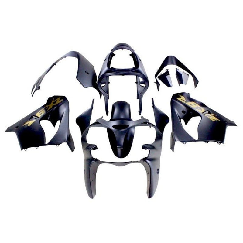Fairing Kit for a Kawasaki ZX-9R (2000-2001) Matte Black, Gold CLEAR WINDSCREEN: FREE NO SEAT COWL NO BOLT KIT