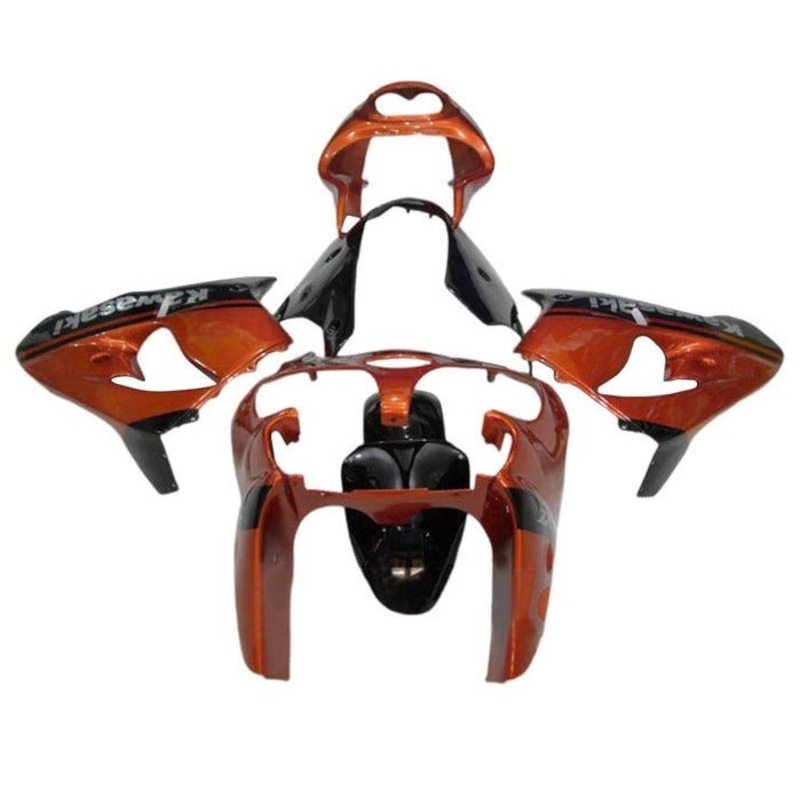 Fairing Kit for a Kawasaki ZX-9R (2000-2001) Orange, Black CLEAR WINDSCREEN: FREE NO SEAT COWL NO BOLT KIT