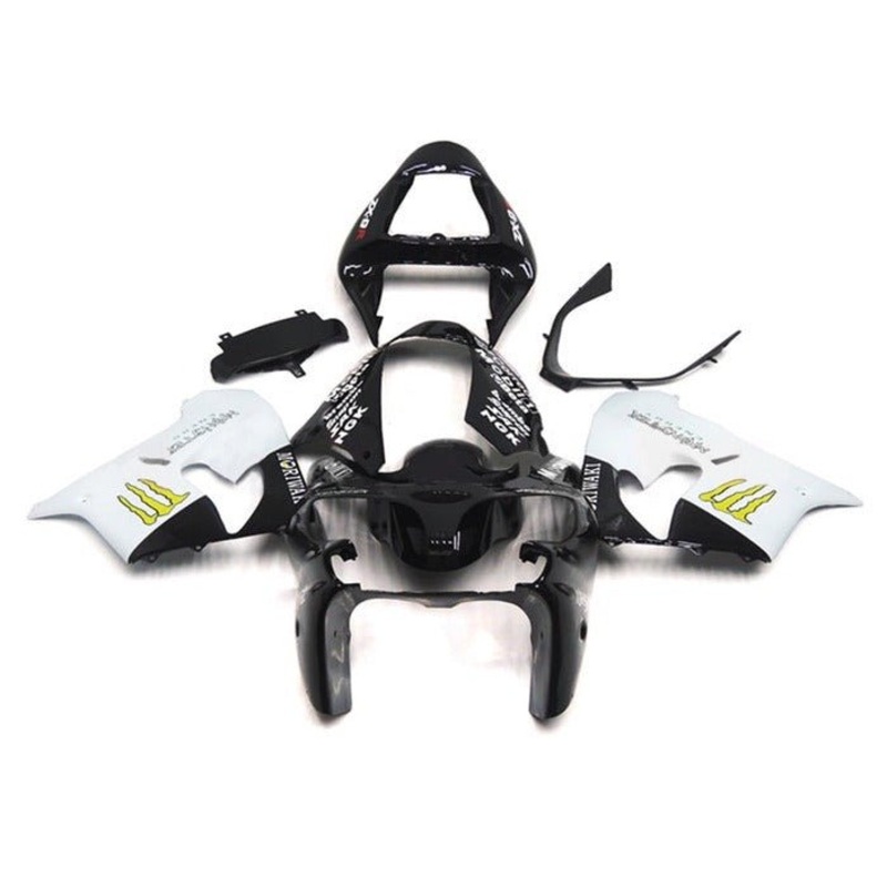 Fairing Kit for a Kawasaki ZX-9R (2002-2003) Black, White, Yellow Monster CLEAR WINDSCREEN: FREE NO SEAT COWL NO BOLT KIT
