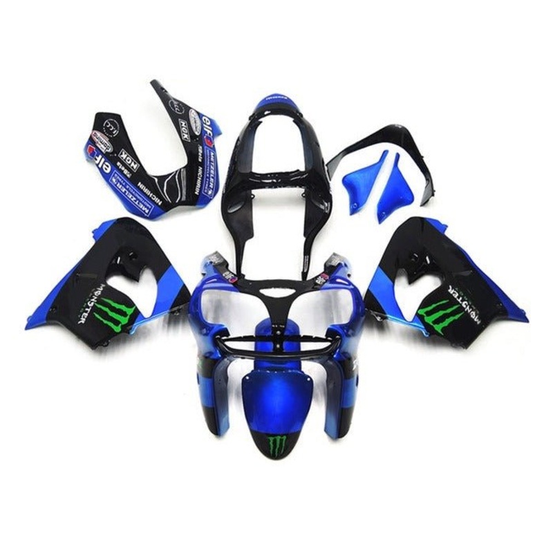 Fairing Kit for a Kawasaki ZX-9R (2002-2003) Blue, Black, Green Monster CLEAR WINDSCREEN: FREE NO SEAT COWL NO BOLT KIT