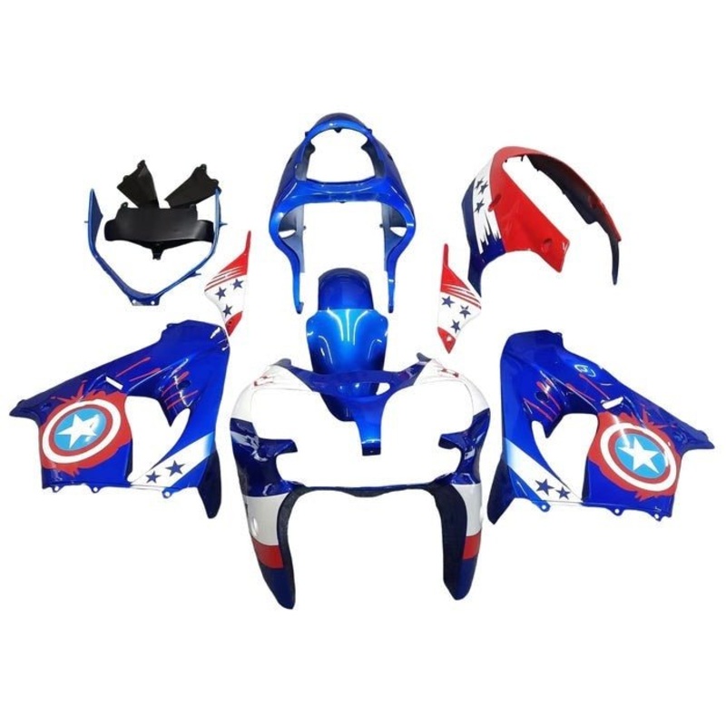 Fairing Kit for a Kawasaki ZX-9R (2002-2003) Blue Captain America CLEAR WINDSCREEN: FREE NO SEAT COWL NO BOLT KIT