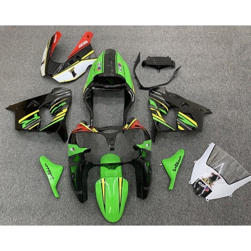 Fairing Kit for a Kawasaki ZX-9R (2002-2003) Green, Black, Yellow CLEAR WINDSCREEN: FREE NO SEAT COWL NO BOLT KIT