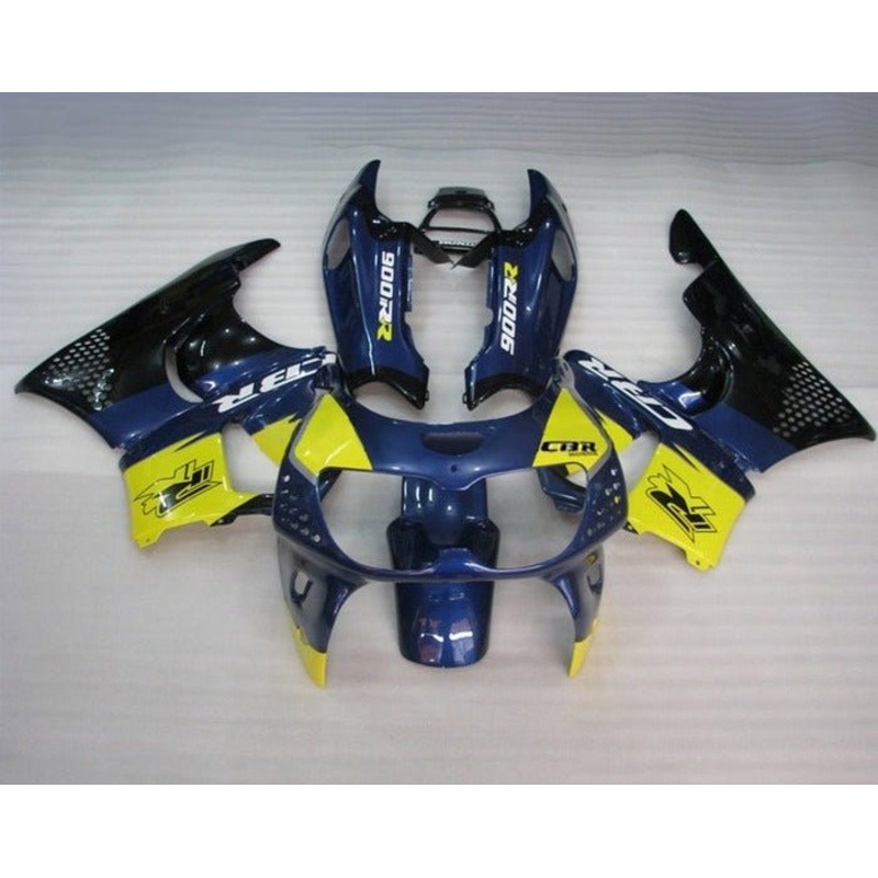 Honda CBR900RR Fairings (1994-1995) Blue, Yellow, Black Free Clear Windscreen No Bolt Kit