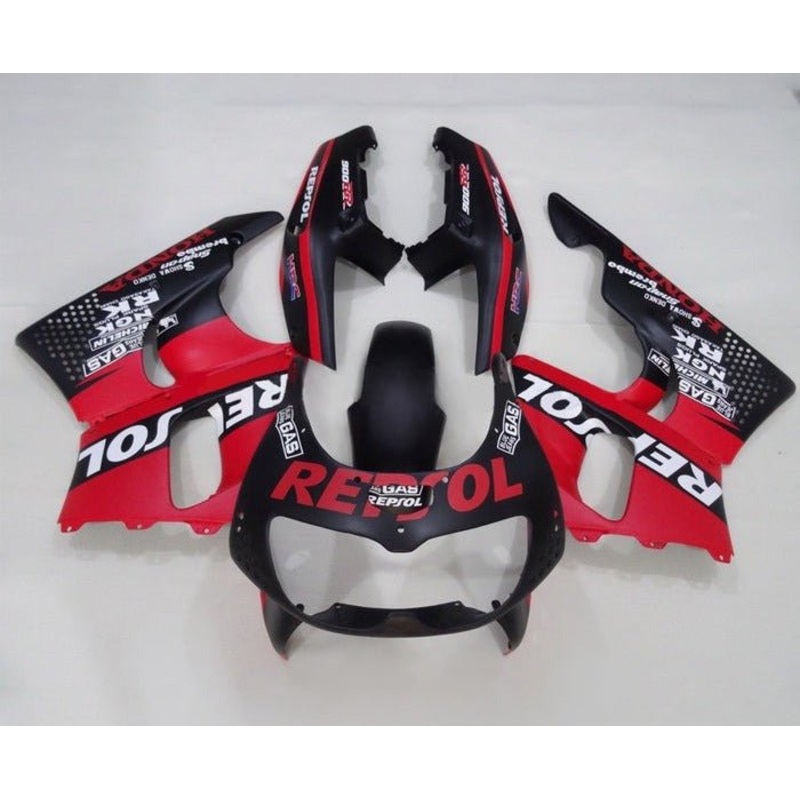 Honda CBR900RR Fairings (1994-1995) Matte Black, Red, Repsol Free Clear Windscreen No Bolt Kit