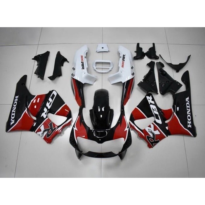 Honda CBR900RR Fairings (1996-1997) Red, Black, White Clear Windscreen: Free No Bolt Kit