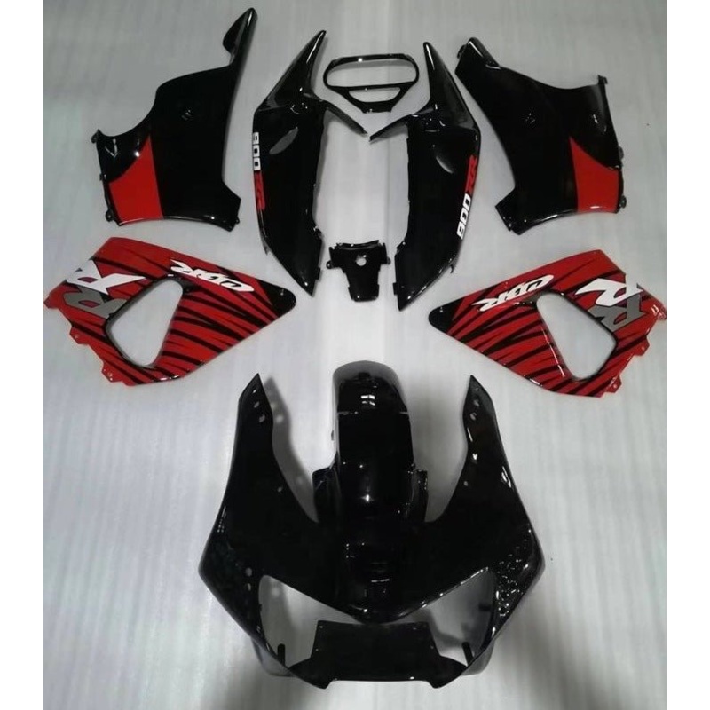 Honda CBR900RR Fairings (1998-1999) Black, Red, Stripes Free Clear Windscreen No Bolt Kit