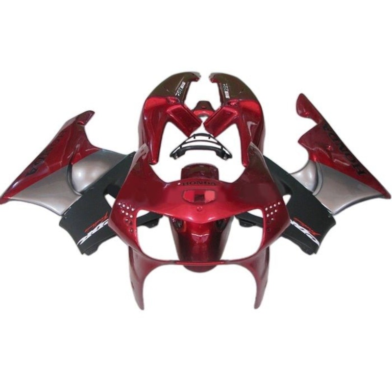 Honda CBR900RR Fairings (1998-1999) Dark Red, Black, Gray Free Clear Windscreen No Bolt Kit