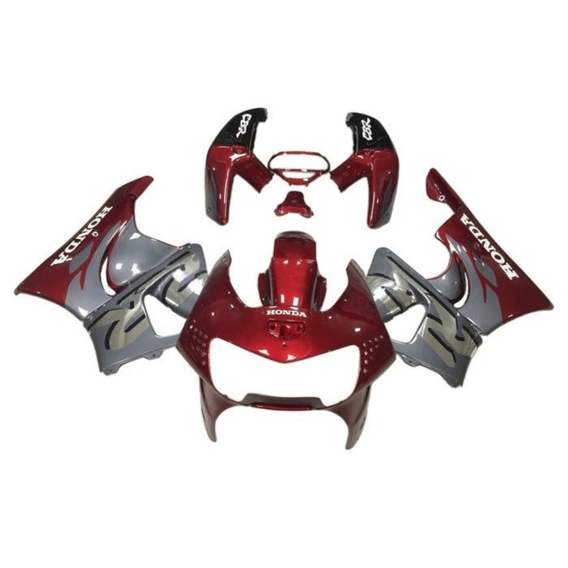 Honda CBR900RR Fairings (1998-1999) Dark Red, Gray Free Clear Windscreen No Bolt Kit
