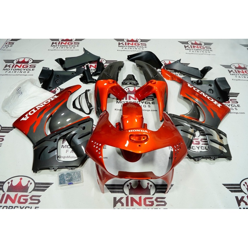 Honda CBR900RR Fairings (1998-1999) Orange, Gray, Chrome Free Clear Windscreen No Bolt Kit