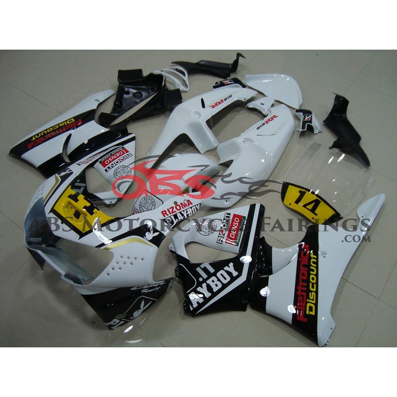 Honda CBR900RR Fairings (1998-1999) White, Black, Playboy Free Clear Windscreen No Bolt Kit