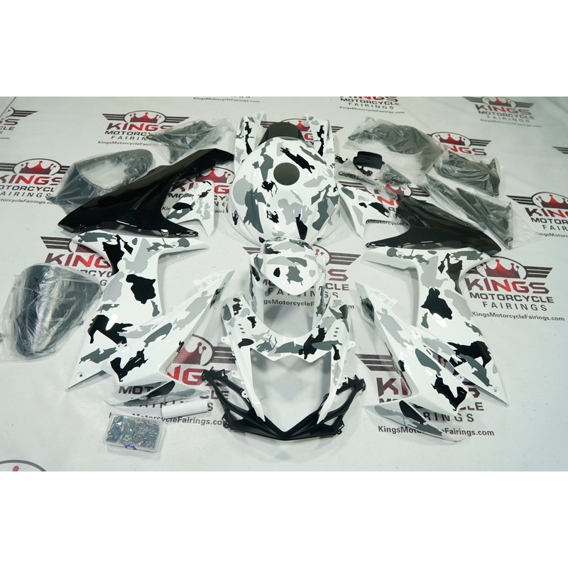 SUZUKI GSXR600 (2011-2023) White, Black, Gray Camouflage Fairings No Seat Cowl No Bolt Kit No Tank
